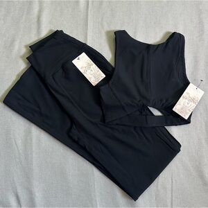 SAGE 2PC Ribbed Active Set New Pants Crop Top